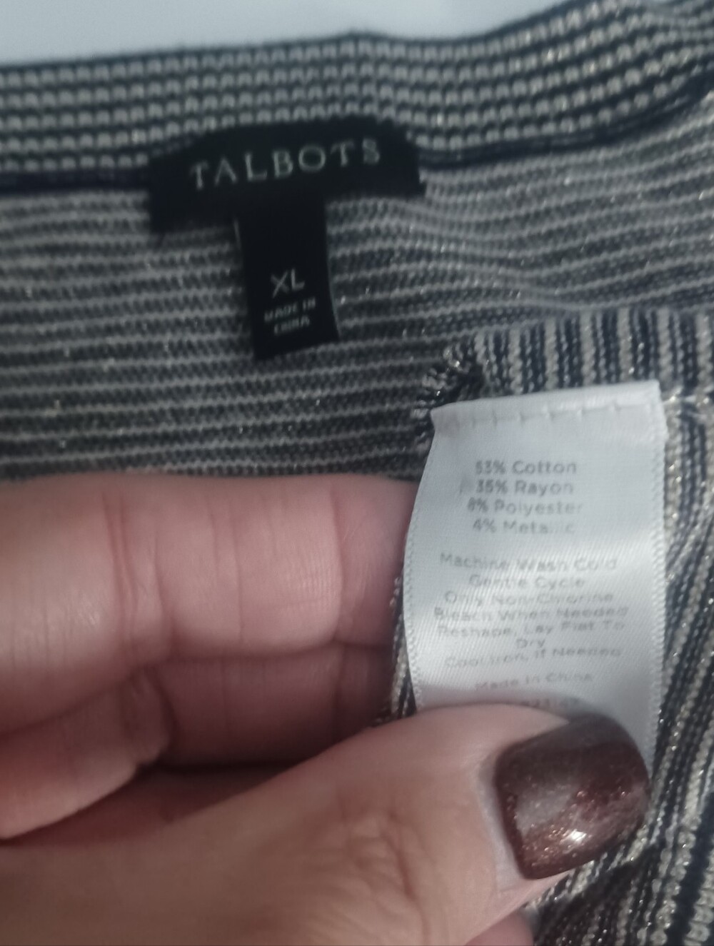 Talbots Stripped Cardigan Sz XL Sparkle - Picture 5 of 5